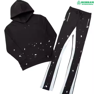 Ensemble respirant : Sweat à capuche et pantalon évasé en molleton 100% coton, teint uni, avec patch brodé et pantalon de survêtement - Product Image 6