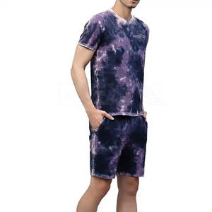 Camiseta y pantalones cortos estampados con tinte de corbata para hombre de alta calidad Diseño personalizado Nueva llegada 100% algodón - Product Image 4