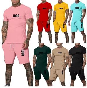 เซ็ตเสื้อยืดผ้าฝ้ายวินเทจไล่ระดับสีสำหรับผู้ชาย2025เสื้อยืด260กรัมคู่กับกางเกงขาสั้นเทอร์รี่รุ่น350กรัม - Product Image 1