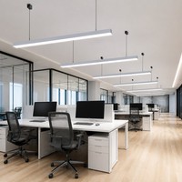 Luminaire linéaire LED suspendu en aluminium de 1200 mm pour espace de bureau ouvert, 6000K, lampe de plafond à intensité variable