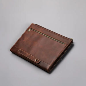 Sac à main coréen en cuir véritable durable en gros, pochette pour tablette, sac pour ordinateur portable, personnalisable, multifonctionnel, imperméable, fermeture éclair portable - Product Image 1