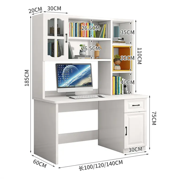 Umwelt freundliches Zuhause Einfache hölzerne Studie Computer tisch Schreibtisch mit Bücherregal