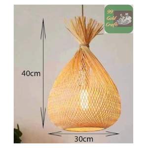 Lampe suspendue en bambou et rotin tissé à la main, luminaire rustique décoratif, lustre naturel fait à la main pour la maison et le restaurant - Product Image 2