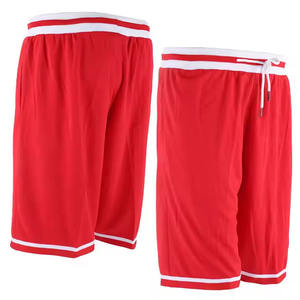 Pantalones cortos transpirables para entrenamiento de verano para hombre, pantalones cortos para correr de poliéster y algodón de Color rojo con estampado de silicona - Product Image 6
