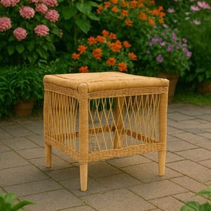 Taburete de ratán minimalista cómodo y elegante respetuoso con el medio ambiente para uso en interiores y exteriores en el dormitorio, sala de estar y Villa - Product Image 4