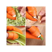 Éplucheur manuel ergonomique en silicone avec protège-doigts et couteau à ongles - Lot de 6, lavable au lave-vaisselle, lavage à la main uniquement, outil pour fruits et légumes
