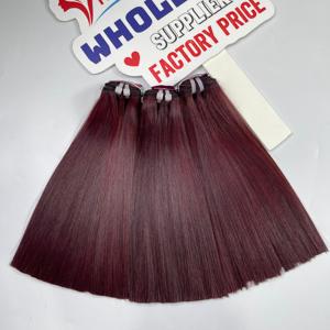 เครื่องต่อผมมนุษย์ทำสีไวน์แดงแบบมีลูกไม้12นิ้วผมเวียดนาม - Product Image 5