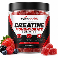Gummies de créatine monohydrate à marque privée, 5g de puissance, sans sucre, végétaliennes, faibles en glucides, pour adultes, pour la musculation, certifiées GMP