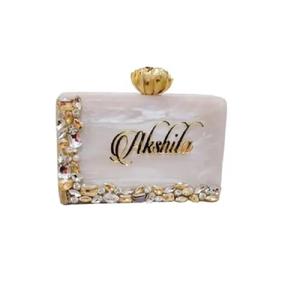 Handmade Elegant <b>Ivory</b> Resin Crafts Clutch <b>Bag</b> Women's Angel Style Floral Pattern Customized Shape Evening Purse Weddings - Product Image 2