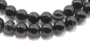 Black Sulemani Hakik Aqeeq Length String <b>Bead</b> Size 8mm <b>Crystal</b> Reiki Healing Natural Vastu Stone - Product Image 3