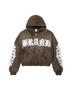 OEM Custom Autumn 100% Cotton Fleece Half Zip Hoodie High Quality Thick Comfortable Plus Size Distressed Acid Wash Baggy Style - Product Image 6
