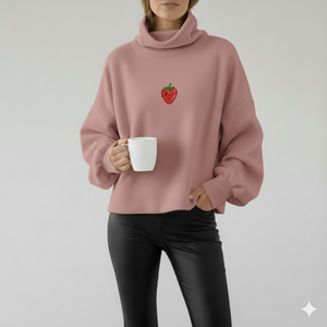 Women Casual Oversized Long Front Logo Mockneck Pullover Cozy Loose Fit Autumn Winter Sweatshirt Street Fashion <b>Top</b> - Product Image 1