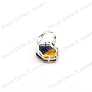 New Arrival Solid 925 Sterling Silver Bio Color Ametrine <b>Quartz</b> <b>Ring</b> for Women Hexagon Prong Setting Handmade Fine Jewelry - Product Image 3