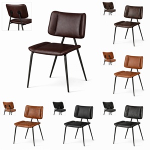 Silla de Comedor Industrial Antigua de Cuero Genuino |   Asientos Impermeables para Restaurantes Comerciales, Salas de Estar, Villas y Hoteles |   Metal - Product Image 2