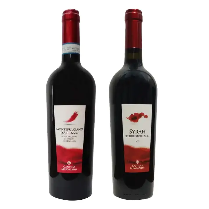 Premium Italian Still Wine Kit Regionali Montepulciano d'Abruzzo Syrah 2x750ml Botellas Sabor seco para vino de mesa