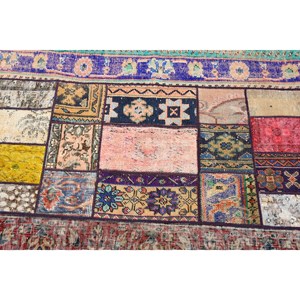 Alfombra Vintage de 3.37x7.6 pies (103x232 cm), Alfombra Floral Azul Turca - Product Image 5