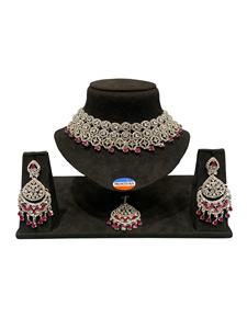 Ensemble de bijoux de mode élégants-Boucles d'oreilles collier ras du cou pour anniversaire de mariage et événements traditionnels pour les cadeaux - Product Image 6