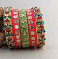 Bracelets de Bracelet kundan en dentelle Gota filetés à la main en soie indienne avec bracelet de travail en pierre Bracelets exclusifs avec perles