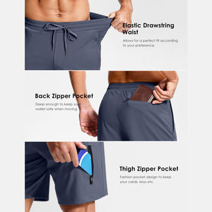 2025 Men's Athletic Quick Dry Workout <b>Shorts</b> with Zipper Pockets 4-way <b>Stretch</b> Fabric Sports <b>Shorts</b> for Gym Running - Product Image 3