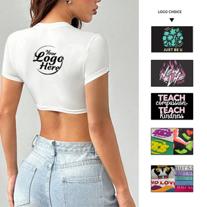 Camiseta de verano, camisetas cortas, camiseta de bebé Y2k, camiseta Sexy fina en blanco para mujer, camiseta transpirable lisa de algodón 100% 2025 - Product Image 2