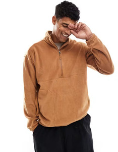 Manufacturer Designer Stand Collar Quarter Zip Sweatshirt Long Sleeve Hoodies Custom Logo Men's Pullover Polar Fleece Sweatshirt - Product Image 1