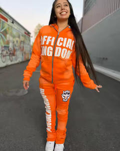 Sudadera con capucha y pantalones de chándal para hombre con hombros caídos de peso pesado de alta calidad fabricante Hip Hop Y2k chándales bordados desgastados - Product Image 4