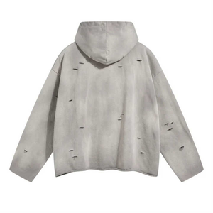 Qualité supérieure Hommes en Détresse Thermique Hoodies Sun Fade Personnalisé Vintage en Détresse Broderie À Capuche Basics Coton Mélangé - Product Image 2