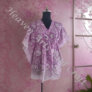 Caftan indien imprimé en coton fait à la main Kaftan KFCS180 Abaya Kaftan Caftan arabe Jalabiya Dubai Fashion Hand Block Print - Product Image 3