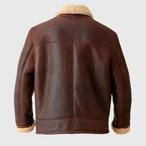 Chaqueta Bomber Marrón con Capucha de Piel de Oveja Genuina con Logotipo Personalizado para Hombre, Impermeable y Cortavientos para Invierno con Forro de Piel de Oveja - Product Image 2