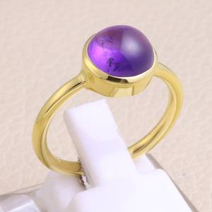 Handmade Minimalist <b>Amethyst</b> Sterling Silver <b>Ring</b> February Birthstone for Wedding Party Oval Cut Valentine's Day Gift for Women - Product Image 1