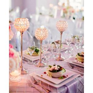 Porte-bougie en cristal décoratif unique, pièce maîtresse de table couleur argent pour la décoration de fêtes de mariage - Product Image 6