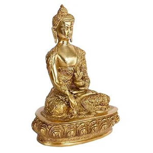 Estatua de Buda de latón con acabado antiguo, artesanía india de alta calidad, escultura tibetana de meditación Art Deco para decoración del hogar - Product Image 4