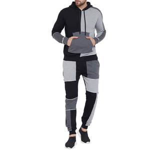Fabricant de vêtements personnalisé ensemble de survêtement à panneau délavé à l'acide sweat à capuche vieilli vintage et ensemble de pantalons de survêtement baggy évasé empilés - Product Image 1