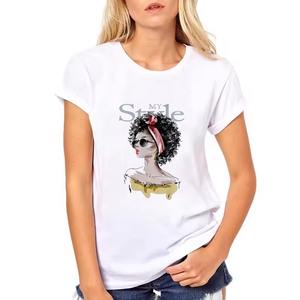 Camiseta Premium de diseño personalizado para mujer, Camiseta de algodón transpirable de varios colores para mujer, ropa diaria de verano energética para mujer - Product Image 3