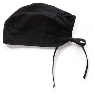Vente chaude, bonnet médical personnalisé en satin noir brodé pour les infirmières et les médecins aux cheveux longs/courts avec nœud papillon - Product Image 1