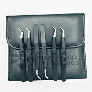 Pinzas de extensión de pestañas de Punta plateada negra Premium RMI, pinzas de extensión sostenibles, pinzas de pestañas impresas con diseño - Product Image 3