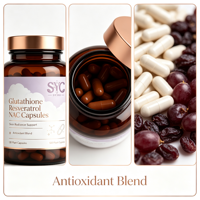 Formule de soutien OEM Glutathion et Resvératrol pour l'éclat de la peau et la longévité cellulaire, Fournisseur Or NAC, Vente en gros, Approvisionnement direct usine