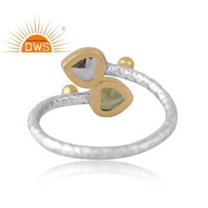 Bague en argent sterling dernière vente améthyste verte naturelle et péridot avec pierres précieuses fabricant de bijoux de conception personnalisée - Product Image 2