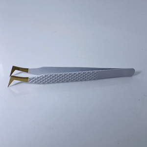 Pinzas blancas y doradas mate, venta al por mayor, pinzas para pestañas de calidad fina de acero inoxidable, pinzas para pestañas rectas y curvas de alta calidad - Product Image 2