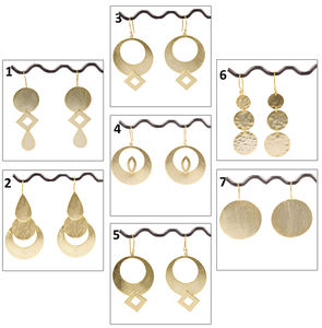 Pendientes colgantes de estilo hip hop, joyería de diseño a la moda, con acabado cepillado liso, martillado, chapado en oro de 24k - Product Image 2
