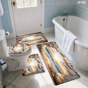 Custom Printed Printed <b>Bathroom</b> Rug <b>Set</b> for <b>Bathroom</b> Non-Slip Shower Curtain Bath <b>Mat</b> - Product Image 1