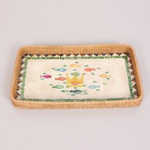 Plateau à fruits en rotin écologique Mélange de rotin rectangulaire Plateau de service en nacre pour la maison Made in Viet Nam - Product Image 6