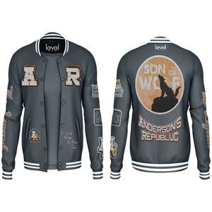 Veste universitaire vierge de haute qualité pour hommes, veste de baseball surdimensionnée en laine avec écusson brodé à col personnalisé - Product Image 3