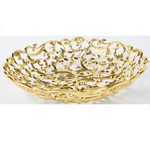 Vente en gros bol à fruits en fonte d'aluminium de qualité supérieure bol à fruits de service avec couleur or - Product Image 1