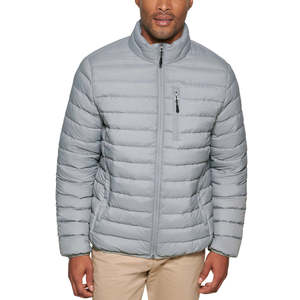 Giacca Imbottita da Uomo Grigia, Taglia Piccola, Pieghevole, con Cappuccio, Stile Casual, Impermeabile, Plus Size, in Velluto a Coste, Poliestere e Cotone - Product Image 1