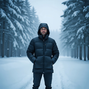 Venta al por mayor Casual Streetwear chaqueta acolchada abrigo hombres acolchado a prueba de viento cremallera con capucha abajo chaqueta de los hombres - Product Image 4