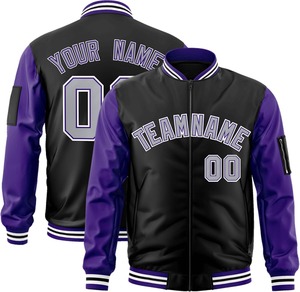 Veste universitaire manches contrastées patchs de broderie numéro de nom d'équipe personnalisé veste Bomber universitaire personnalisée livraison directe - Product Image 4