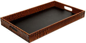 Bandeja de servicio de cuero MDF de madera con mango de madera - Product Image 2