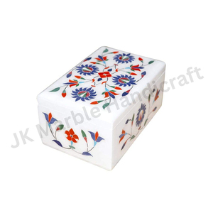 Caja de recuerdo con incrustaciones de mármol lujosa hecha a mano, diseño geométrico Vintage para joyería y regalos - Product Image 6