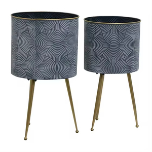 Maceta de metal antiguo de cobre de alta calidad hecha a mano con soporte dorado para decoración de jardín y sala de estar - Product Image 3